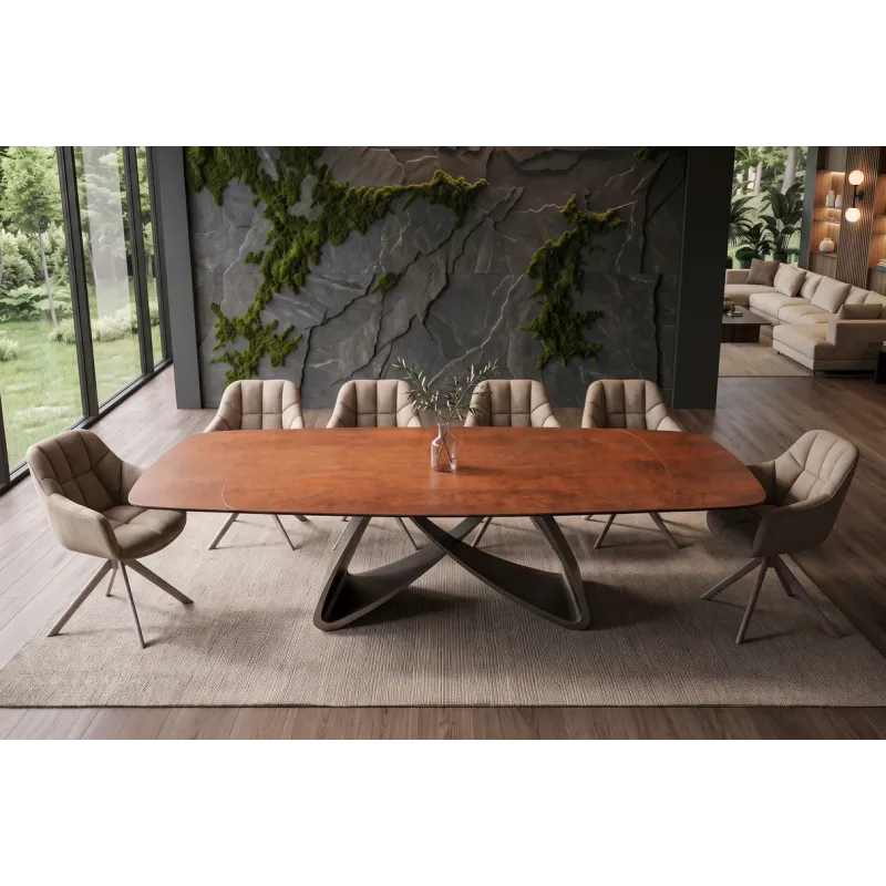 Invicta Stół INFINITY rozkładany hiszpańska ceramika rust brown 180-220-260cm / 49074