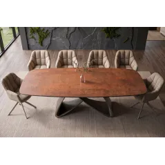 Invicta Stół INFINITY rozkładany hiszpańska ceramika rust brown 180-220-260cm / 49074