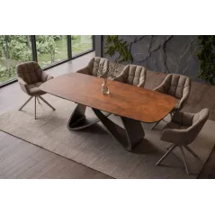 Invicta Stół INFINITY rozkładany hiszpańska ceramika rust brown 180-220-260cm / 49074