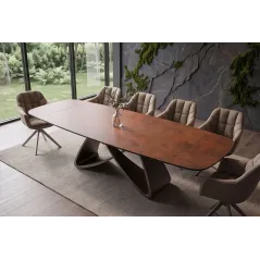 Invicta Stół INFINITY rozkładany hiszpańska ceramika rust brown 180-220-260cm / 49074