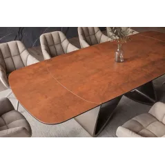 Invicta Stół INFINITY rozkładany hiszpańska ceramika rust brown 180-220-260cm / 49074