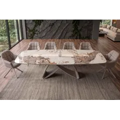 Invicta Stół INFINITY rozkładany ceramika pandora white brown 180-220-260cm / 49194