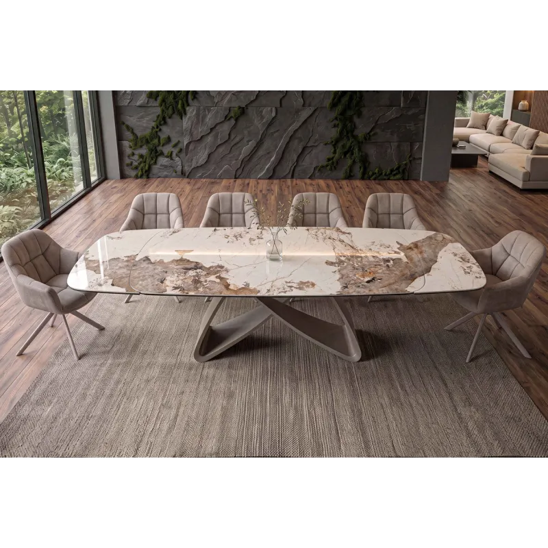 Invicta Stół INFINITY rozkładany ceramika pandora white brown 180-220-260cm / 49194