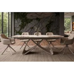 Invicta Stół INFINITY rozkładany ceramika pandora white brown 180-220-260cm / 49194
