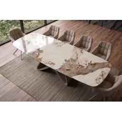 Invicta Stół INFINITY rozkładany ceramika pandora white brown 180-220-260cm / 49194
