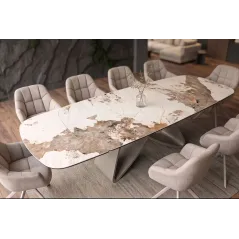 Invicta Stół INFINITY rozkładany ceramika pandora white brown 180-220-260cm / 49194