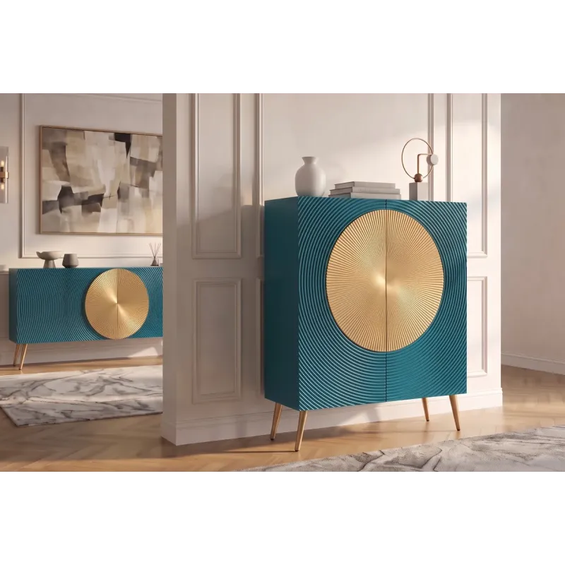 Invicta Komoda AURUM turkusowa 100 x 120 x 38cm / 49594