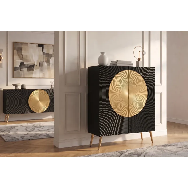 Invicta Komoda AURUM czarna 100 x 120 x 38cm / 49592