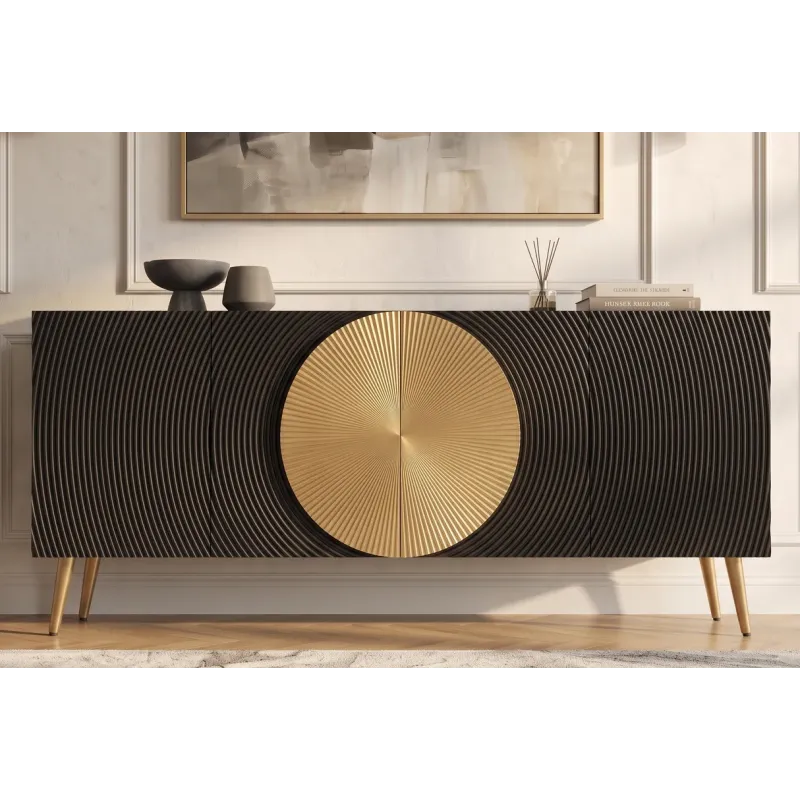 Invicta Komoda AURUM czarna 177 x 76 x 38cm / 49519