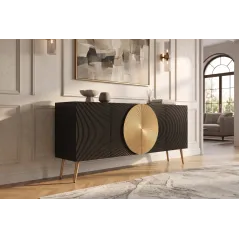 Invicta Komoda AURUM czarna 177 x 76 x 38cm / 49519