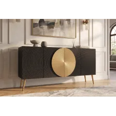 Invicta Komoda AURUM czarna 177 x 76 x 38cm / 49519