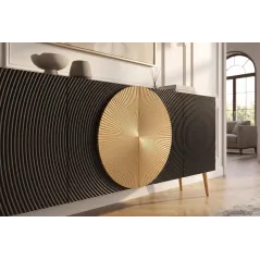 Invicta Komoda AURUM czarna 177 x 76 x 38cm / 49519