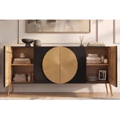 Invicta Komoda AURUM czarna 177 x 76 x 38cm / 49519