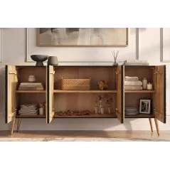 Invicta Komoda AURUM czarna 177 x 76 x 38cm / 49519