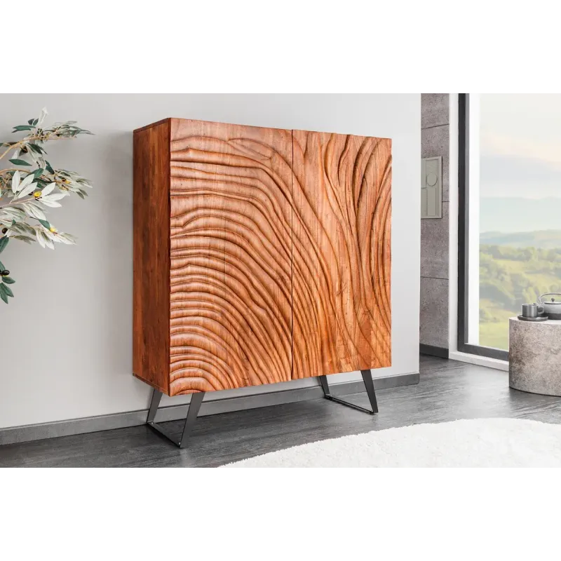 Invicta FLUID Komoda akacja brązowa 3D 100 x 120 x 38cm / 45595 Invicta FLUID Komoda akacja brązowa 3D 100 x 120 x 38cm / 45595