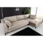 Invicta SIGNUM Kanapa narożna 3-osobowa z pufą prawa aksamit taupe 313 x 110 x 103cm / 44538