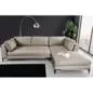 Invicta SIGNUM Kanapa narożna 3-osobowa z pufą prawa aksamit taupe 313 x 110 x 103cm / 44538