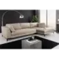 Invicta SIGNUM Kanapa narożna 3-osobowa z pufą prawa aksamit taupe 313 x 110 x 103cm / 44538