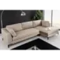 Invicta SIGNUM Kanapa narożna 3-osobowa z pufą prawa aksamit taupe 313 x 110 x 103cm / 44538