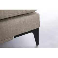 Invicta SIGNUM Kanapa narożna 3-osobowa z pufą prawa aksamit taupe 313 x 110 x 103cm / 44538