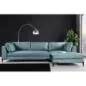 Invicta SIGNUM Kanapa narożna 3-osobowa z pufą prawa aksamit turkus 313 x 110 x 103cm / 44535
