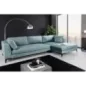 Invicta SIGNUM Kanapa narożna 3-osobowa z pufą prawa aksamit turkus 313 x 110 x 103cm / 44535