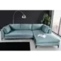 Invicta SIGNUM Kanapa narożna 3-osobowa z pufą prawa aksamit turkus 313 x 110 x 103cm / 44535