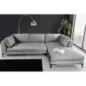 Invicta SIGNUM Kanapa narożna 3-osobowa z pufą prawa aksamit szary 313 x 110 x 103cm / 44449