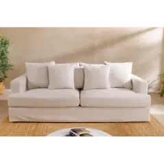 Invicta Sofa HEAVEN 3 osobowa lniana naturalna 210 x 105 x 88cm / 44448