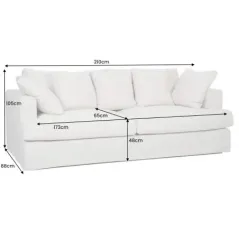 Invicta Sofa HEAVEN 3 osobowa lniana naturalna 210 x 105 x 88cm / 44448