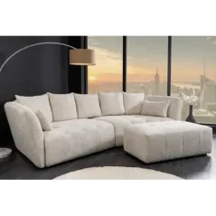 Invicta ROYAL Sofa 4 osobowa szampański beż bouclé 295 x 86 x 145cm / 44336