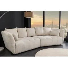 Invicta ROYAL Sofa 4 osobowa szampański beż bouclé 295 x 86 x 145cm / 44336