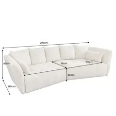 Invicta ROYAL Sofa 4 osobowa szampański beż bouclé 295 x 86 x 145cm / 44336