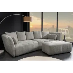 Invicta ROYAL Sofa 4 osobowa szary bouclé 295 x 86 x 145cm / 44542