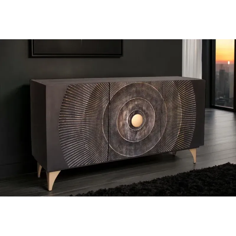 Invicta Komoda GOLDEN SUNSET czarne złoto z drewna mango 3D 140 x 75 x 38cm / 46658 Invicta Komoda GOLDEN SUNSET czarne złoto z drewna mango 3D 140 x 75 x 38cm / 46658