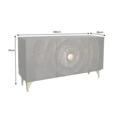 Invicta Komoda GOLDEN SUNSET czarne złoto z drewna mango 3D 140 x 75 x 38cm / 46658