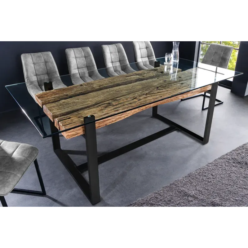Invicta Stół do jadalni BARRACUDA teak ze szklanym blatem 220cm  / 43342