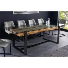 Invicta Stół do jadalni BARRACUDA teak ze szklanym blatem 220cm  / 43342