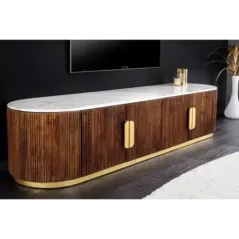 Invicta Szafka RTV GATSBY mango marmur biały 170cm / 45828