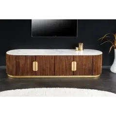 Invicta Szafka RTV GATSBY mango marmur biały 170cm / 45828