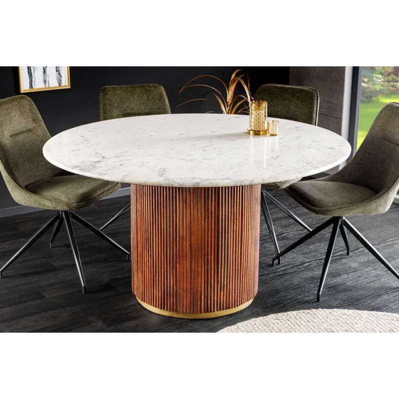 Invicta Stół do jadalni GATSBY mango marmur biały Ø 140cm / 45830 Invicta Stół do jadalni GATSBY mango marmur biały Ø 140cm / 45830