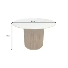 Invicta Stół do jadalni GATSBY mango marmur biały Ø 140cm / 45830
