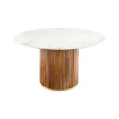 Invicta Stół do jadalni GATSBY mango marmur biały Ø 140cm / 45830