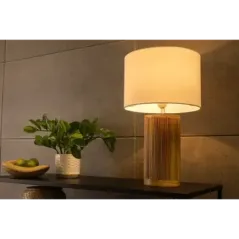 Invicta Lampa stołowa GATSBY drewno wierzbowe sosnowe Ø 50cm / 44496