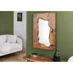 Invicta Lustro ścienne MOSAIK drewno teakowe 90 x 60cm / 44711