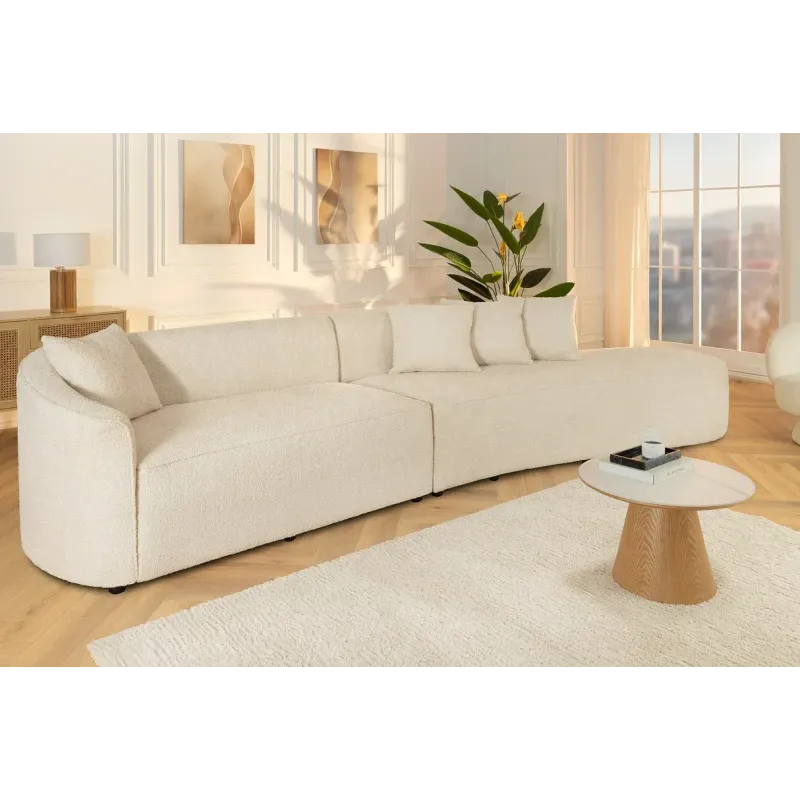 Invicta Sofa ATELIER L 3 osobowa XXL ecru bouclé 340cm / 46548