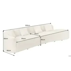 Invicta Sofa ATELIER L 3 osobowa XXL ecru bouclé 340cm / 46548