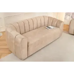 Invicta Sofa tapicerowana BABYLON 3 osobowa beżowy aksamit 200cm / 44511