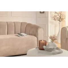 Invicta Sofa tapicerowana BABYLON 3 osobowa beżowy aksamit 200cm / 44511