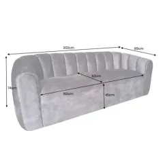 Invicta Sofa tapicerowana BABYLON 3 osobowa beżowy aksamit 200cm / 44511
